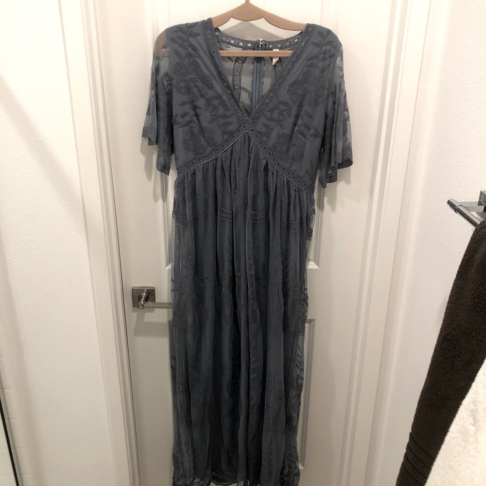Dusty blue lace maxi dress from Pink Blush